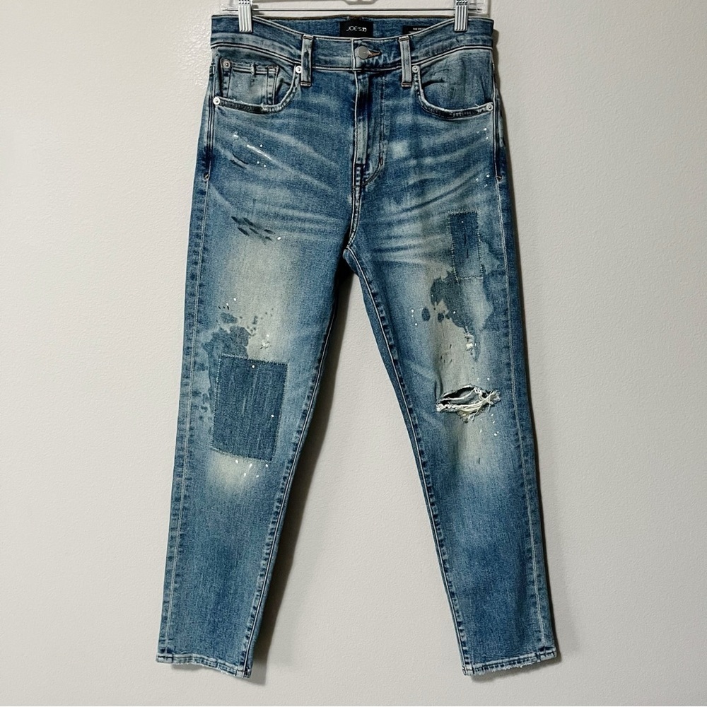 Joe's Jeans Men's Size 29 The Diego Distressed Tapered Crop Jeans Blue Camp Wash